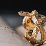 18K Gold Snake Head Wrap Ring