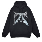 Gothic Mens Washed Horror Face Graphic Hoodie