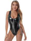 Metallic Shiny Scoop Neck One-piece Swimsuit