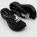 Fashion Gothic Skull Rivet Platform Wedge