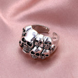 Gothic Silver Skull Open Ring