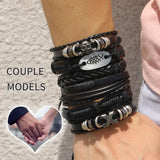 Gothic Adjustable Leather Bracelet Set