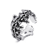 Gothic Silver Skull Open Ring