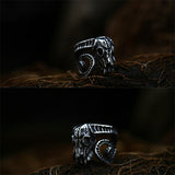 Gothic Viking Ancient Dish Sheep Head Skull Ring