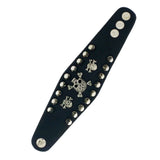 Gothic Skull Spikes Black Wide Cuff Bracelet