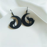 Black Cute Cat Drop Earrings