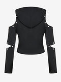 Plus Size Gothic Cold Shoulder Cropped Hoodie