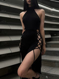 Gothic Cosplay High Split Dress