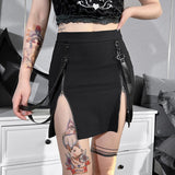 Gothic Zip Split Sexy Women Mini Skirt