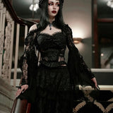 Gothic Punk Flare Sleeves Lace Cover Top