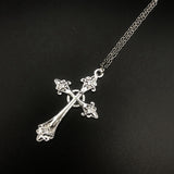 Gothic Large Detailed Cross Pendant Necklace