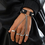 Gothic Wrist Bracelet with Finger Ring