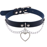 Harajuku Gothic Leather Heart Choker Necklace