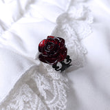 Gothic Red Rose Adjustable Hollow Ring