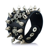 Gothic Skeleton Wide Cuff Leather Bracelet