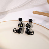 Black Cute Cat Drop Earrings