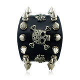 Gothic Skeleton Wide Cuff Leather Bracelet