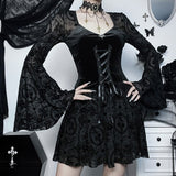 Gothic Flocked Bandage Dress