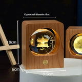 Wooden Case Luminous Crystal Ball Night Light