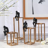 Thinker Rodin Sculpture with  Stainless Steel Frame