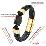 Black Onyx Men's Leather Rope Bracelet