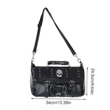 Gothic Skull Accent Punk Style Women Handbag