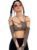 Gothic Sexy Cut-Out Crop Top