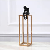 Thinker Rodin Sculpture with  Stainless Steel Frame