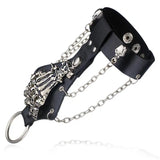 Gothic Skeleton Wristband Bangle Leather Bracelet