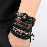 Gothic Adjustable Leather Bracelet Set