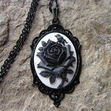 Victorian Black Rose Necklace