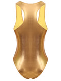 Metallic Shiny Scoop Neck One-piece Swimsuit