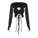 Gothic Long Sleeve Halter Crop Top