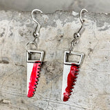 Gothic Bloody Scissors Axe Dangle Earrings