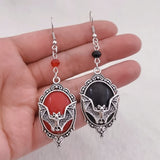 Gothic Bat Cameo Earrings