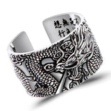 Engraved Men's Biker Rings With Flying Dragon