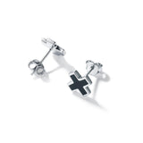 Gothic Enamels Black Cross Stud Earrings