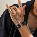 Gothic Wrist Bracelet with Finger Ring