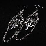 Gothic Skull Heart Dangle Earrings