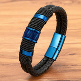 Double-layer Braided Rope Wrap Men's Leather Bracelets