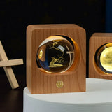 Wooden Case Luminous Crystal Ball Night Light