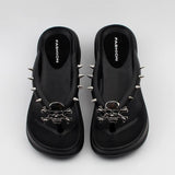 Fashion Gothic Skull Rivet Platform Wedge