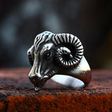 Gothic Viking Ancient Dish Sheep Head Skull Ring