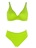 Solid Ribbed High Waist Bikini Set