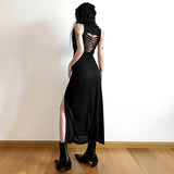 Split Side Gothic Hooded Dress