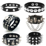 Gothic Skull Rivet Leather Men's Bracelets