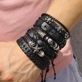 Gothic Adjustable Leather Bracelet Set