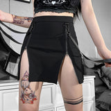 Gothic Zip Split Sexy Women Mini Skirt