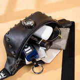 Gothic Skull Accent Women Waist Bag