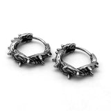 Vintage Black Skull Needle Hoop Earrings